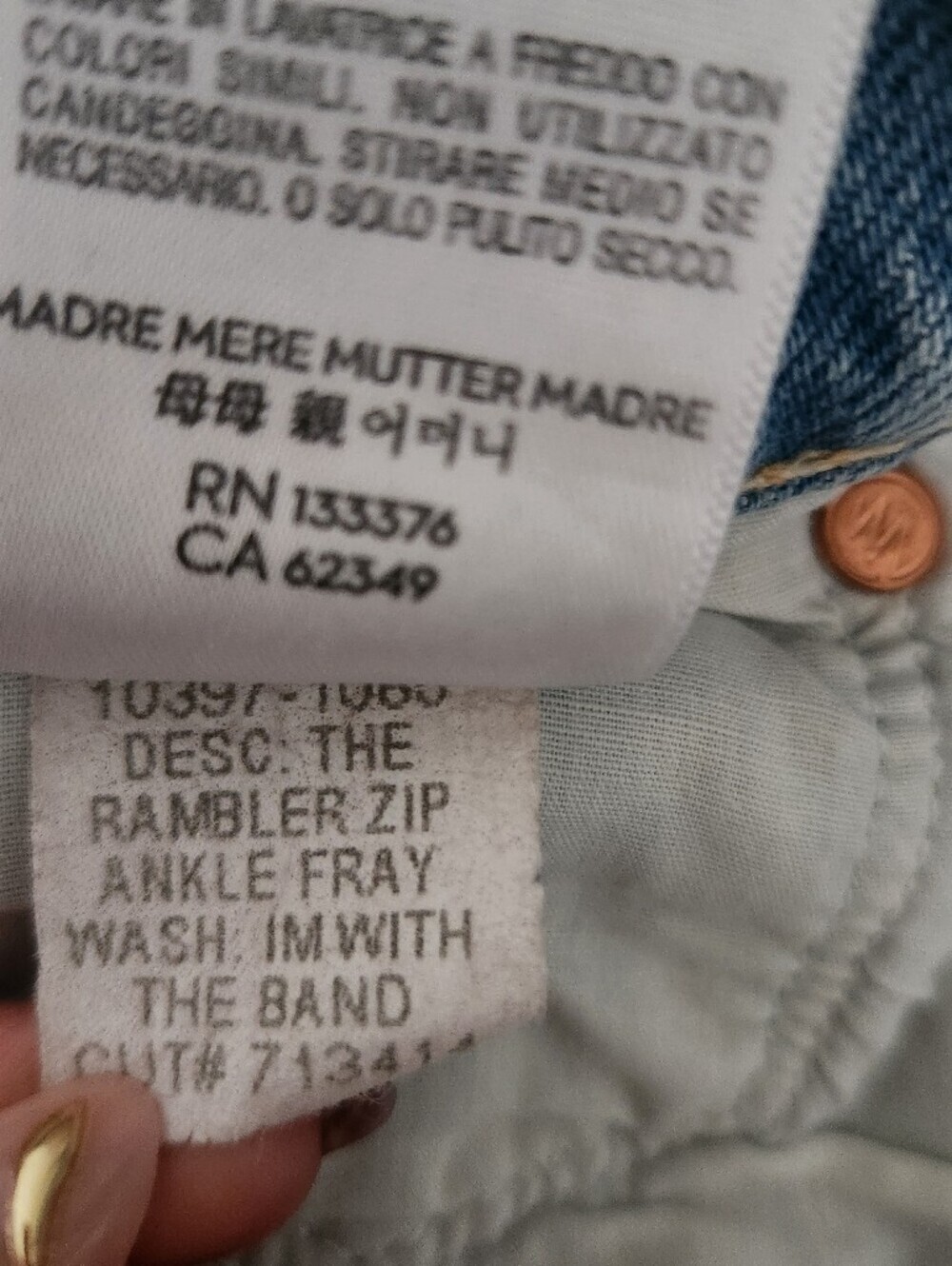 MOTHER Superior | The Rambler Zip Ankle Fray Jeans in I'm With The Band - Sz 34 - Picture 10 of 11